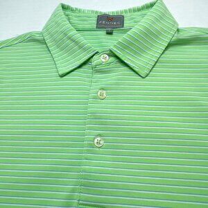 Fennec Highly Evolved Men's Polo Shirt - Light Green Striped - Size S - EUC